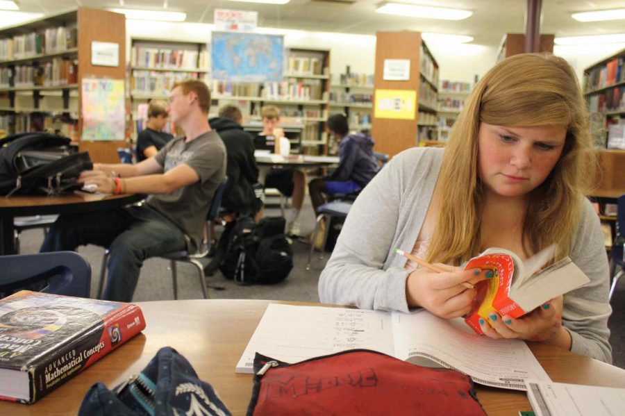 Students take advantage of their study hall hoping to alleviate the work load at home.