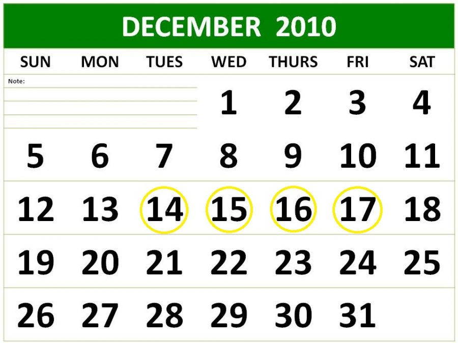 Exams are to be held the four days prior to winter break this year.