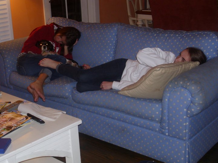 Juniors Maggie Teghtmeyer and Kate Guastaferro re-enact their typical at-home spring breaks.