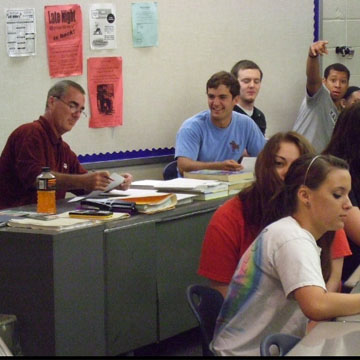 Mr. Wainscott leading his math class (photo by Simons).