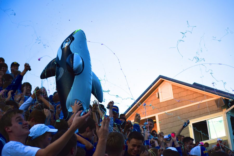 Biscuit the whale is the most recognizable figure within the student section. (PHOTO BY MYSOGLAND)