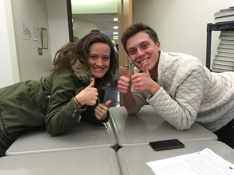 Senior members Sarah Feeney and Alex Wilson are excited for the show they are going to this weekend: 28 Marchant Avenue