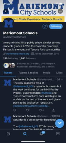Photo of Mariemonts twitter account following the logo change (SCREENSHOT BY SIMPSON)