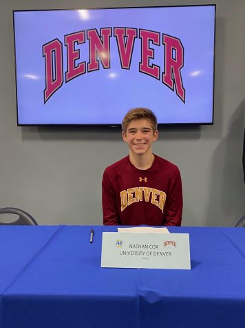 Nathan Cox of November 11, 2020 when he signed his commitment to dive for the University of Denver.