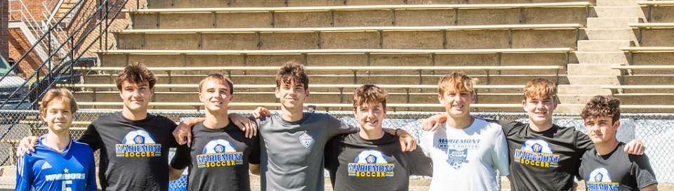 Senior soccer players during summer practice.